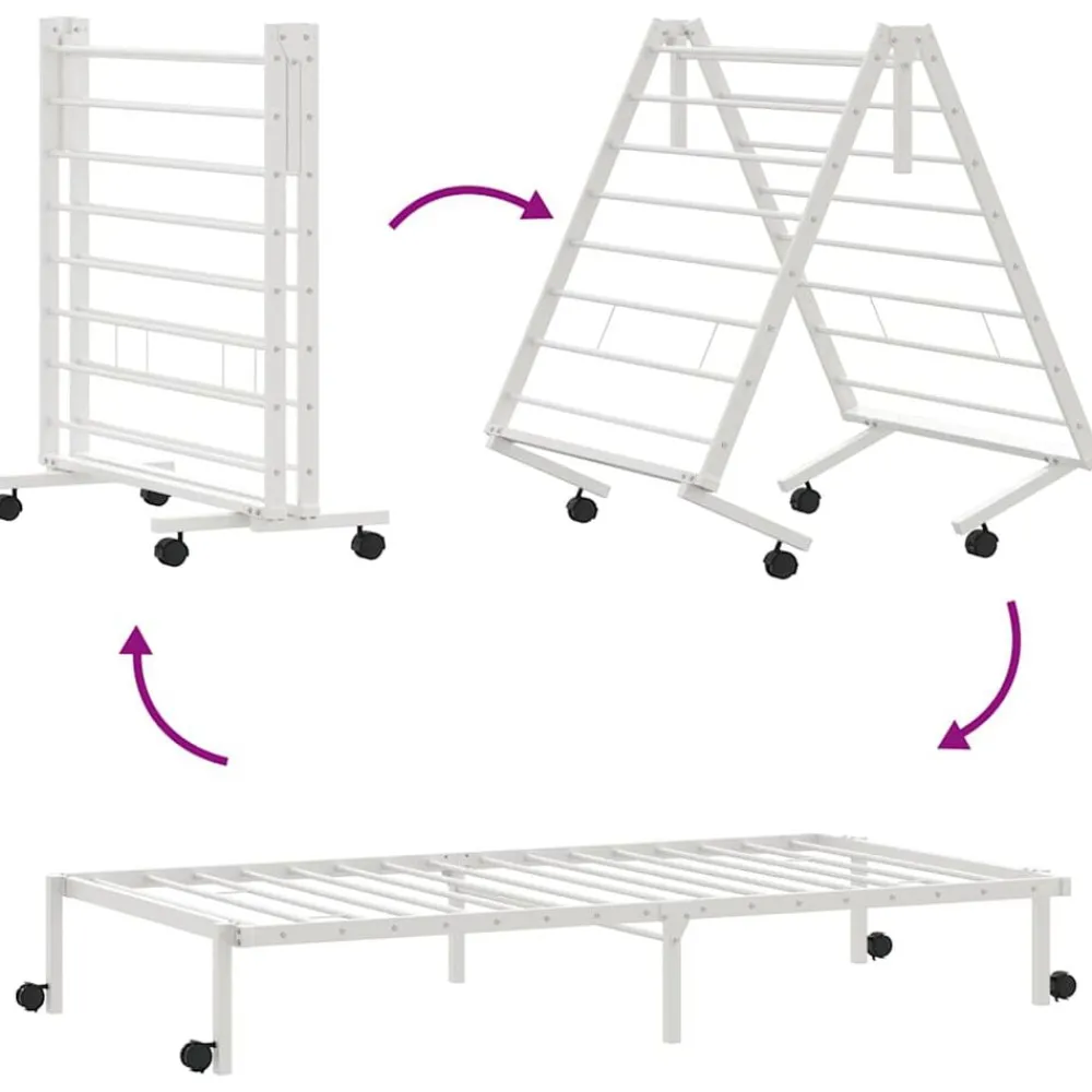 vidaXL Estructura de cama sin colchón plegable acero 75x190 cm Blanco Best