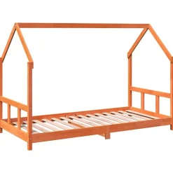 Niños vidaXL Mobiliario Para Bebés Y Niños Pequeños-Estructura de cama infantil madera de pino marrón cera 90x190cm