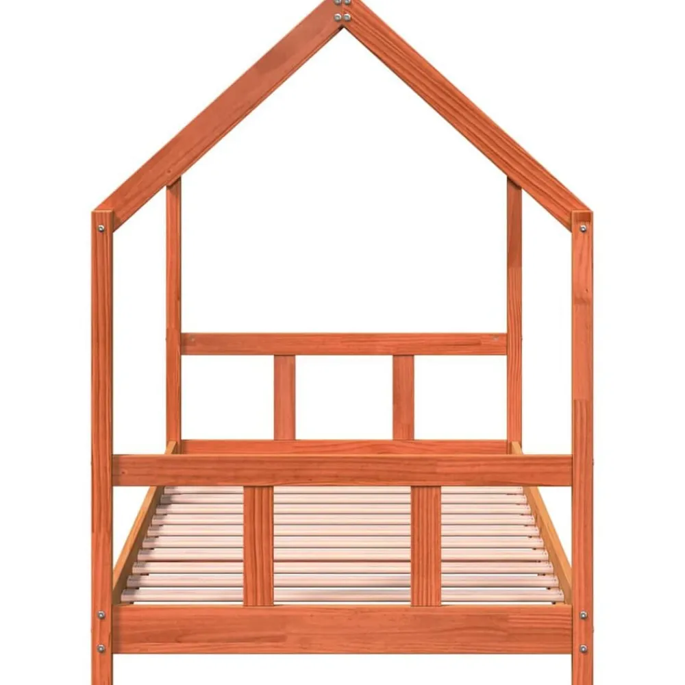 Niños vidaXL Mobiliario Para Bebés Y Niños Pequeños-Estructura de cama infantil madera de pino marrón cera 90x190cm