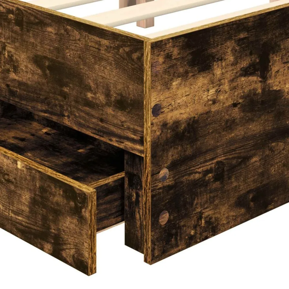 vidaXL Estructura de cama con cajón 200 x 200 cm Roble ahumado Best