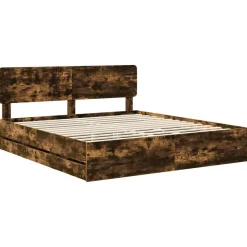 vidaXL Estructura de cama con cajón 200 x 200 cm Roble ahumado Best