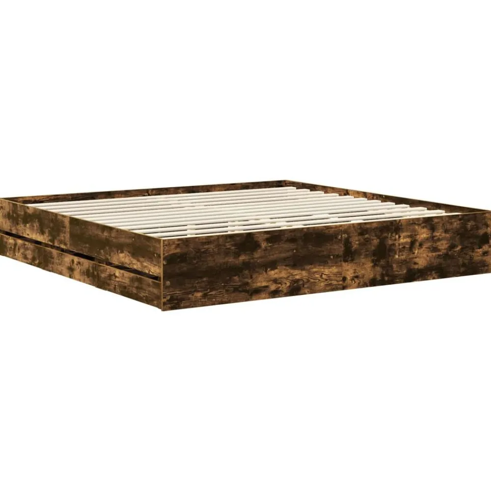 vidaXL Estructura de cama con cajón 200 x 200 cm Roble ahumado Best