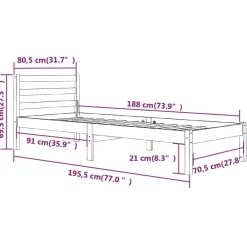 vidaXL Estructura de cama individual sin colchón 75x190 cm Blanco Clearance