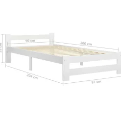vidaXL Estructura de cama sin colchón madera de pino 90x200 cm Blanco New