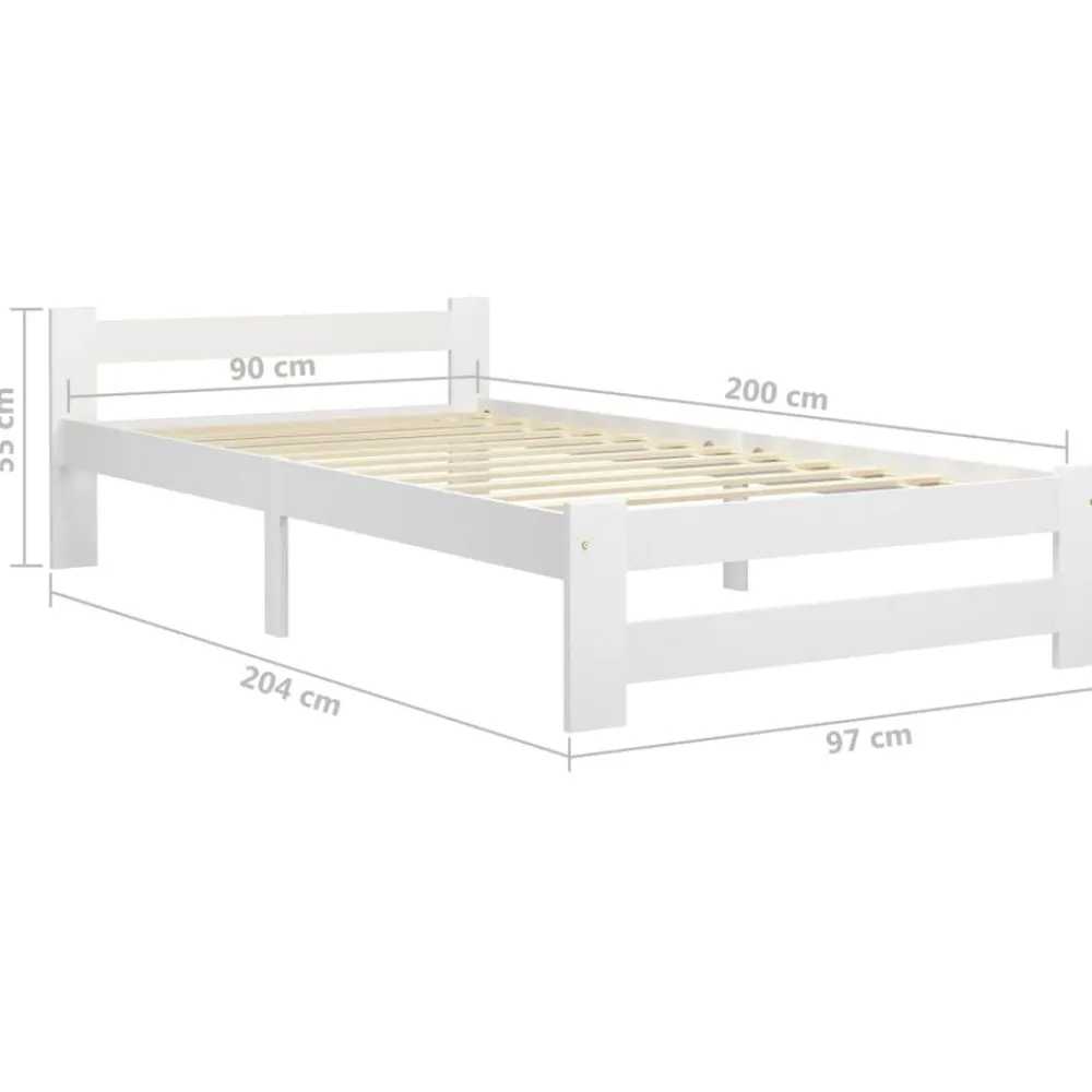vidaXL Estructura de cama sin colchón madera de pino 90x200 cm Blanco New