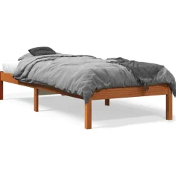 vidaXL Camas Y Accesorios-Estructura de cama sin colchón madera maciza marrón 75x190 cm