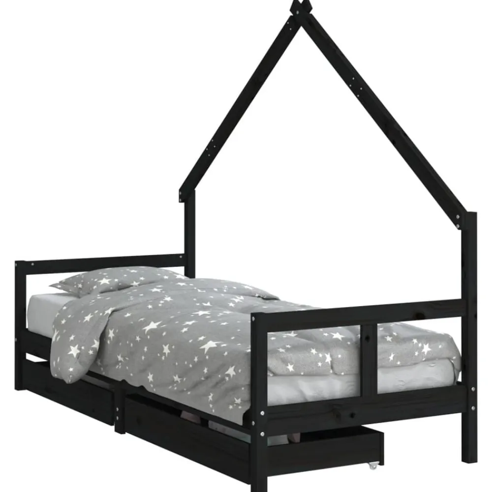 Niños vidaXL Mobiliario Para Bebés Y Niños Pequeños-Estructura de cama niños con cajones madera pino 80x200cm
