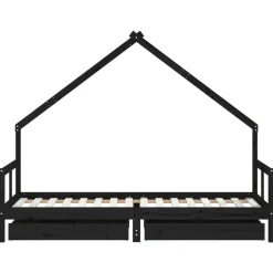 Niños vidaXL Mobiliario Para Bebés Y Niños Pequeños-Estructura de cama niños con cajones madera pino 80x200cm