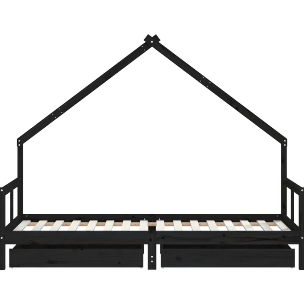 Niños vidaXL Mobiliario Para Bebés Y Niños Pequeños-Estructura de cama niños con cajones madera pino 80x200cm