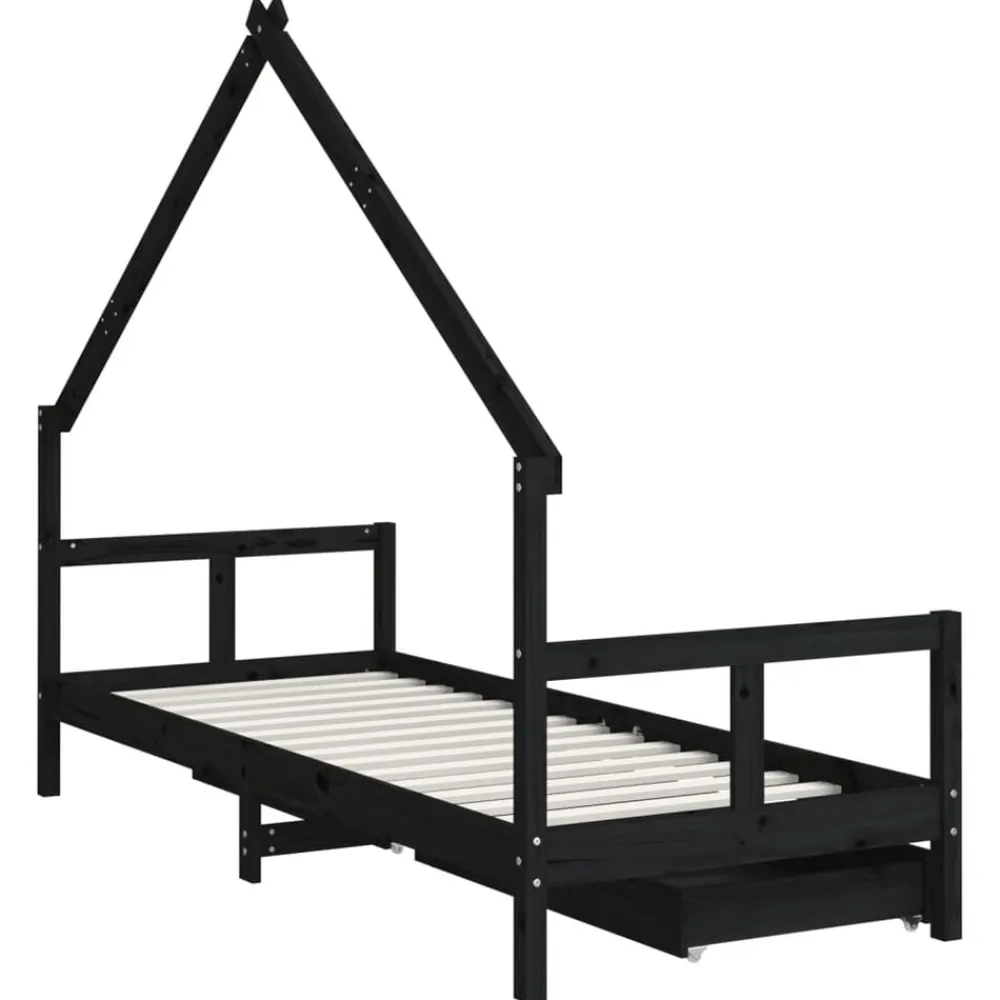 Niños vidaXL Mobiliario Para Bebés Y Niños Pequeños-Estructura de cama niños con cajones madera pino 80x200cm