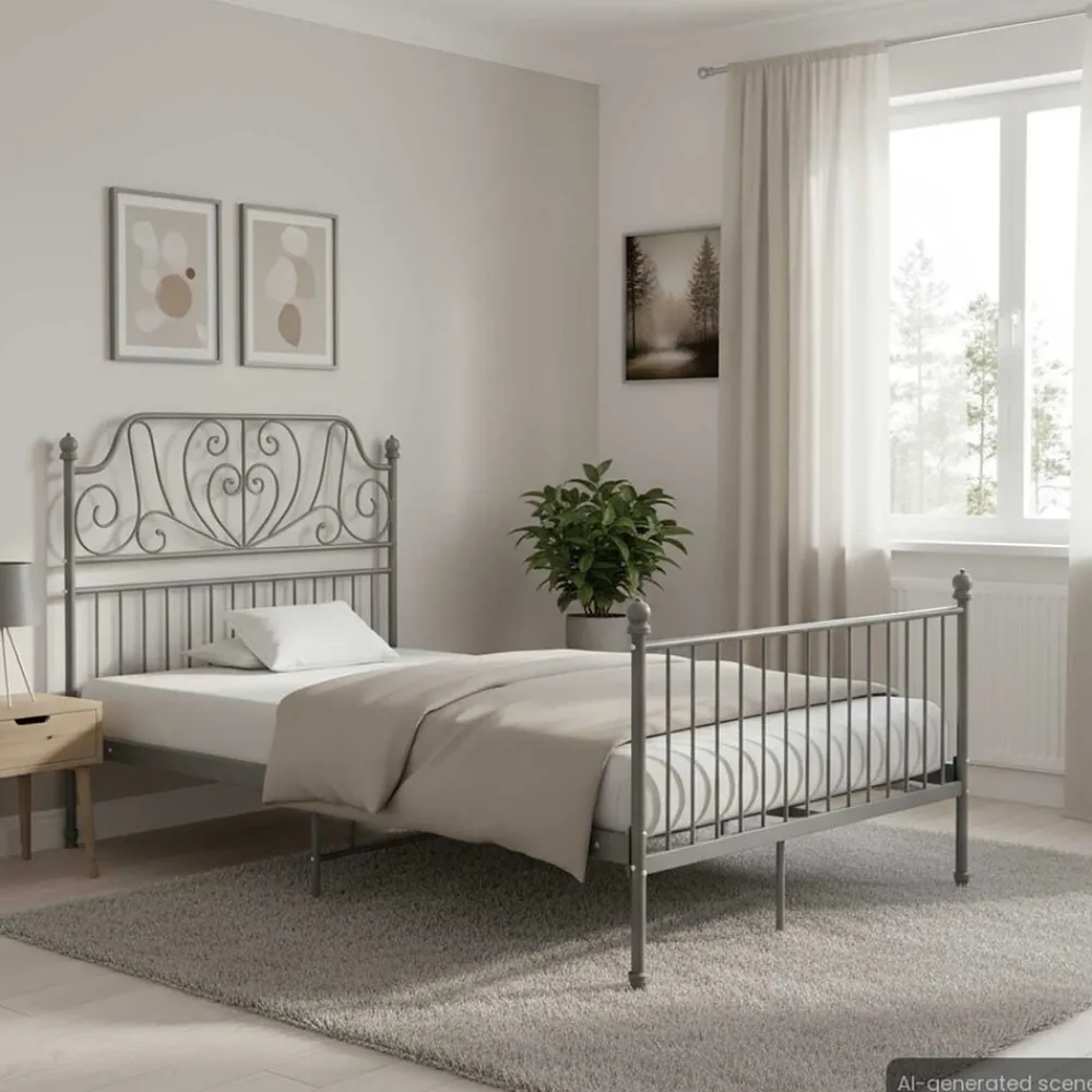 vidaXL Estructura de cama sin colchón metal 120x200 cm Gris Best