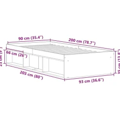 vidaXL Camas Y Accesorios-Estructura de cama 90x200 cm