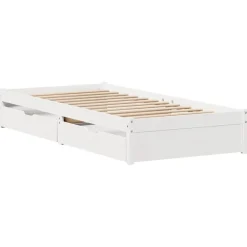 vidaXL Camas Y Accesorios-Estructura de cama sin colchón madera maciza blanca 75x190 cm