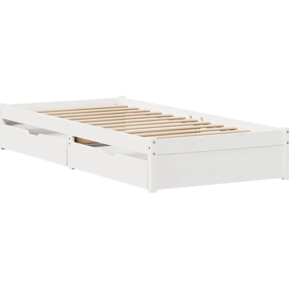 vidaXL Camas Y Accesorios-Estructura de cama sin colchón madera maciza blanca 75x190 cm