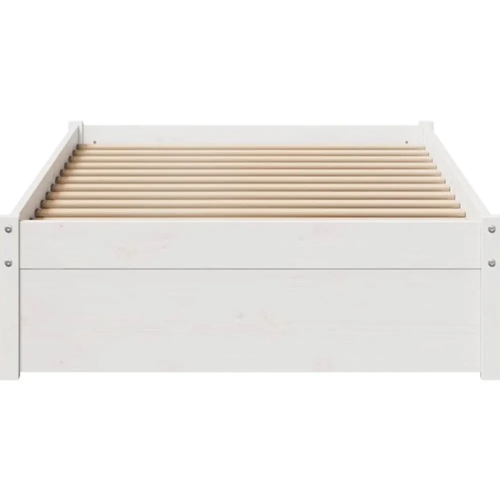 vidaXL Camas Y Accesorios-Estructura de cama sin colchón madera maciza blanca 75x190 cm