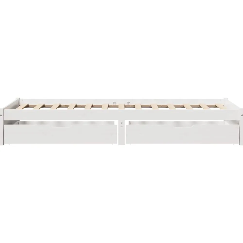 vidaXL Camas Y Accesorios-Estructura de cama sin colchón madera maciza blanca 75x190 cm