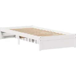 vidaXL Camas Y Accesorios-Estructura de cama sin colchón madera maciza blanca 75x190 cm