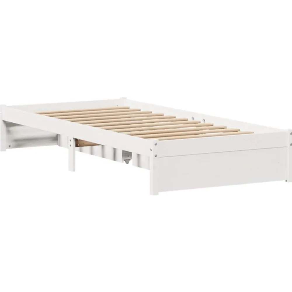 vidaXL Camas Y Accesorios-Estructura de cama sin colchón madera maciza blanca 75x190 cm