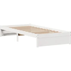 vidaXL Camas Y Accesorios-Estructura de cama sin colchón madera maciza blanca 75x190 cm