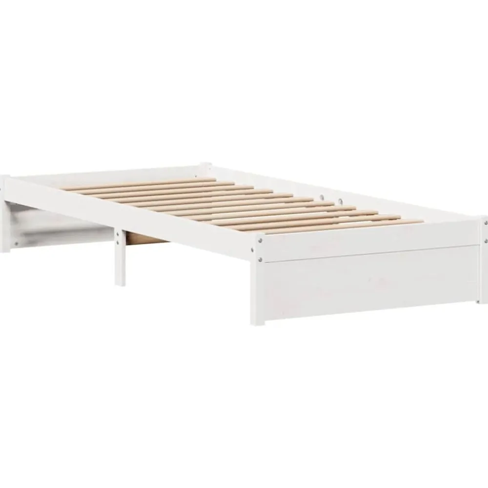 vidaXL Camas Y Accesorios-Estructura de cama sin colchón madera maciza blanca 75x190 cm