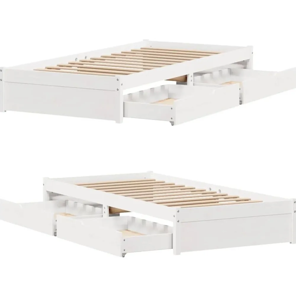vidaXL Camas Y Accesorios-Estructura de cama sin colchón madera maciza blanca 75x190 cm