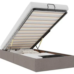 vidaXL Estructura de cama otomana sin colchón tela gris pardo 80x200cm Taupé Sale