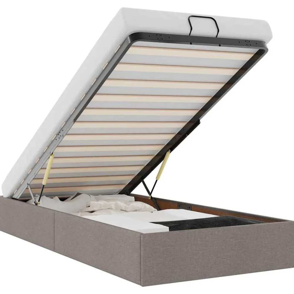 vidaXL Estructura de cama otomana sin colchón tela gris pardo 80x200cm Taupé Sale