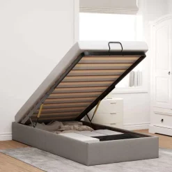 vidaXL Estructura de cama otomana sin colchón tela gris pardo 80x200cm Taupé Sale