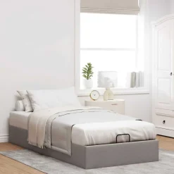 vidaXL Estructura de cama otomana sin colchón tela gris pardo 80x200cm Taupé Sale