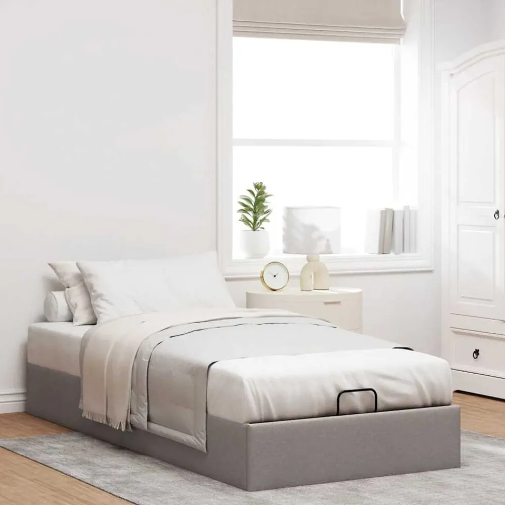 vidaXL Estructura de cama otomana sin colchón tela gris pardo 80x200cm Taupé Sale