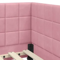 vidaXL Estructura de Cama Esquina con Colchón 2 pcs Gris Terciopelo Rosa Clearance