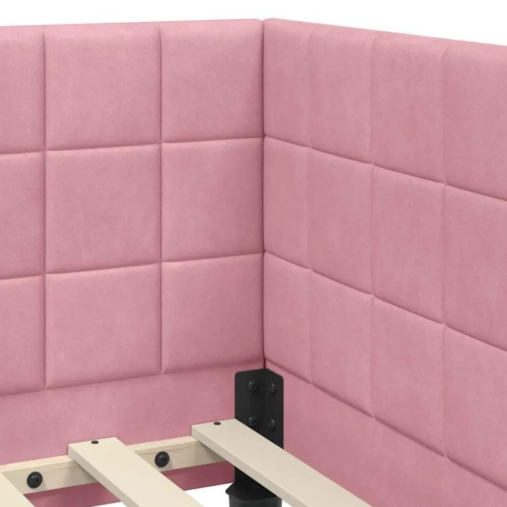 vidaXL Estructura de Cama Esquina con Colchón 2 pcs Gris Terciopelo Rosa Clearance