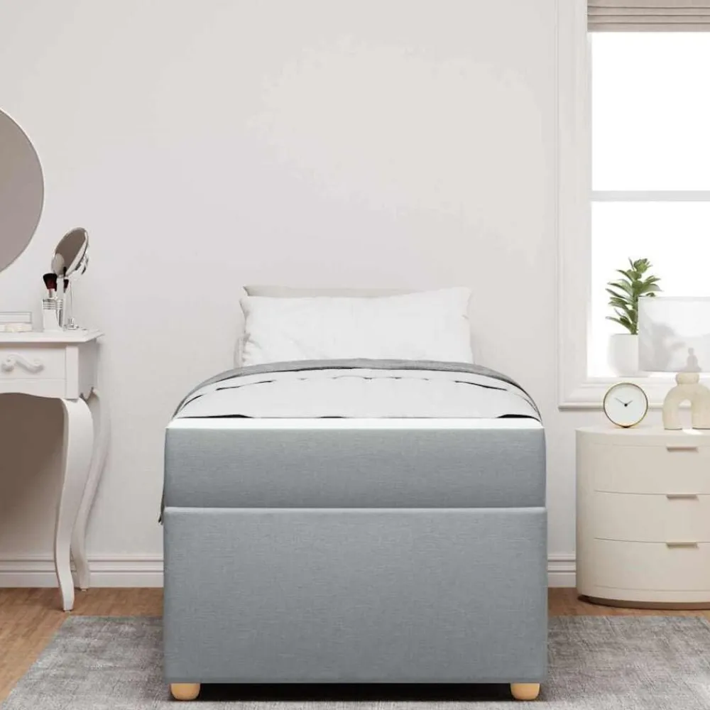 vidaXL Estructura de cama con colchón 80 x 200 cm tela Gris claro Sale