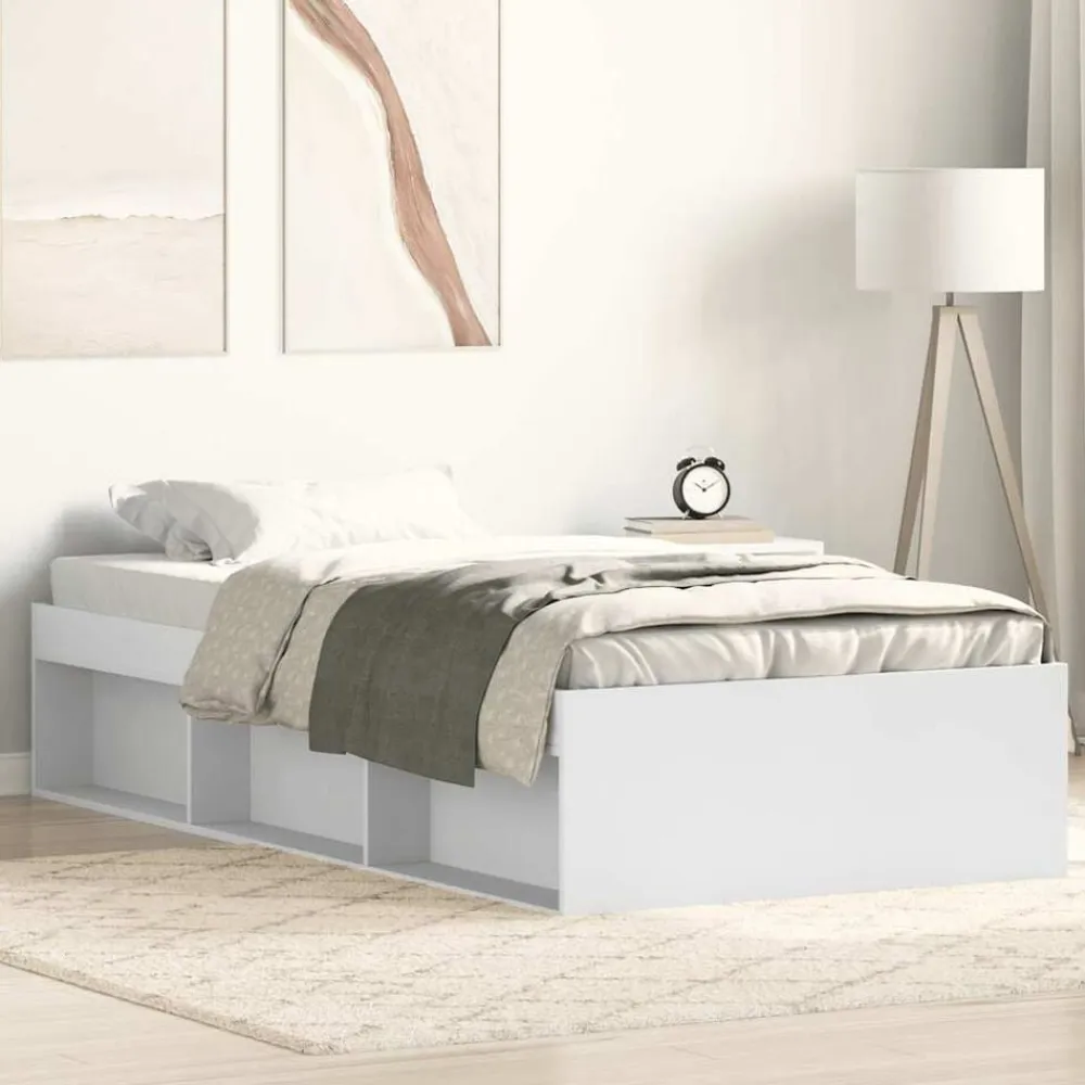 vidaXL Camas Y Accesorios-Estructura de cama blanca 90x200 cm