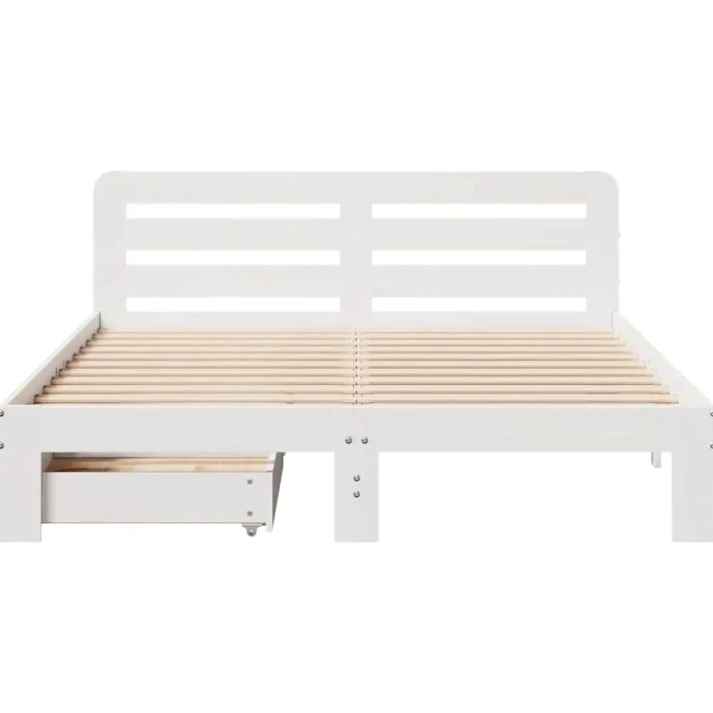 vidaXL Camas Y Accesorios-Estructura de cama sin colchón madera de pino blanca 140x200 cm
