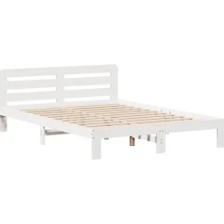 vidaXL Camas Y Accesorios-Estructura de cama sin colchón madera de pino blanca 140x200 cm