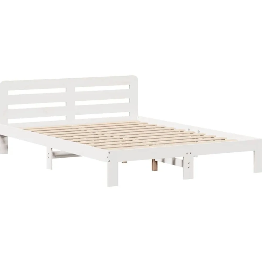 vidaXL Camas Y Accesorios-Estructura de cama sin colchón madera de pino blanca 140x200 cm
