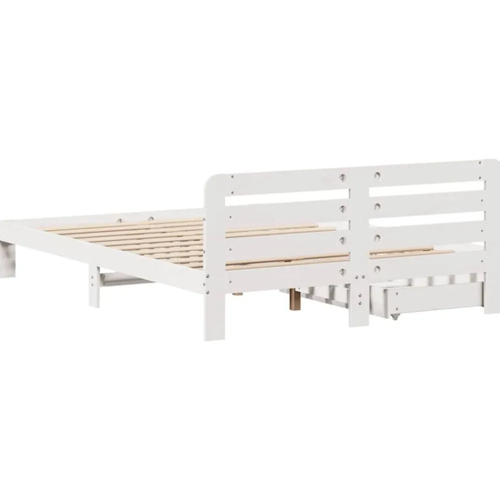 vidaXL Camas Y Accesorios-Estructura de cama sin colchón madera de pino blanca 140x200 cm