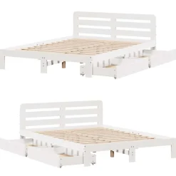 vidaXL Camas Y Accesorios-Estructura de cama sin colchón madera de pino blanca 140x200 cm