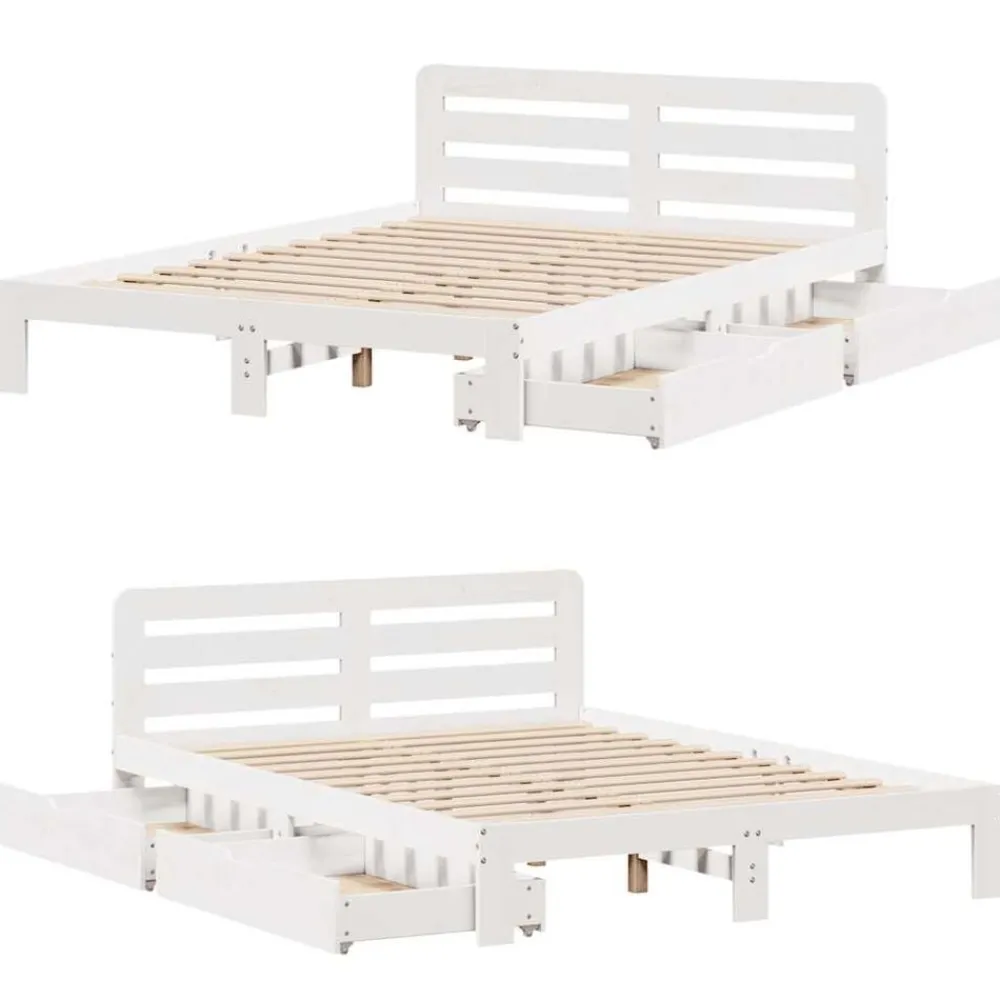 vidaXL Camas Y Accesorios-Estructura de cama sin colchón madera de pino blanca 140x200 cm