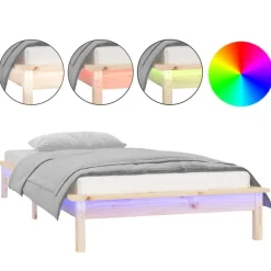 vidaXL Camas Y Accesorios-Estructura de cama LED sin colchón madera maciza 90x200 cm