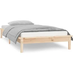 vidaXL Camas Y Accesorios-Estructura de cama LED sin colchón madera maciza 90x200 cm