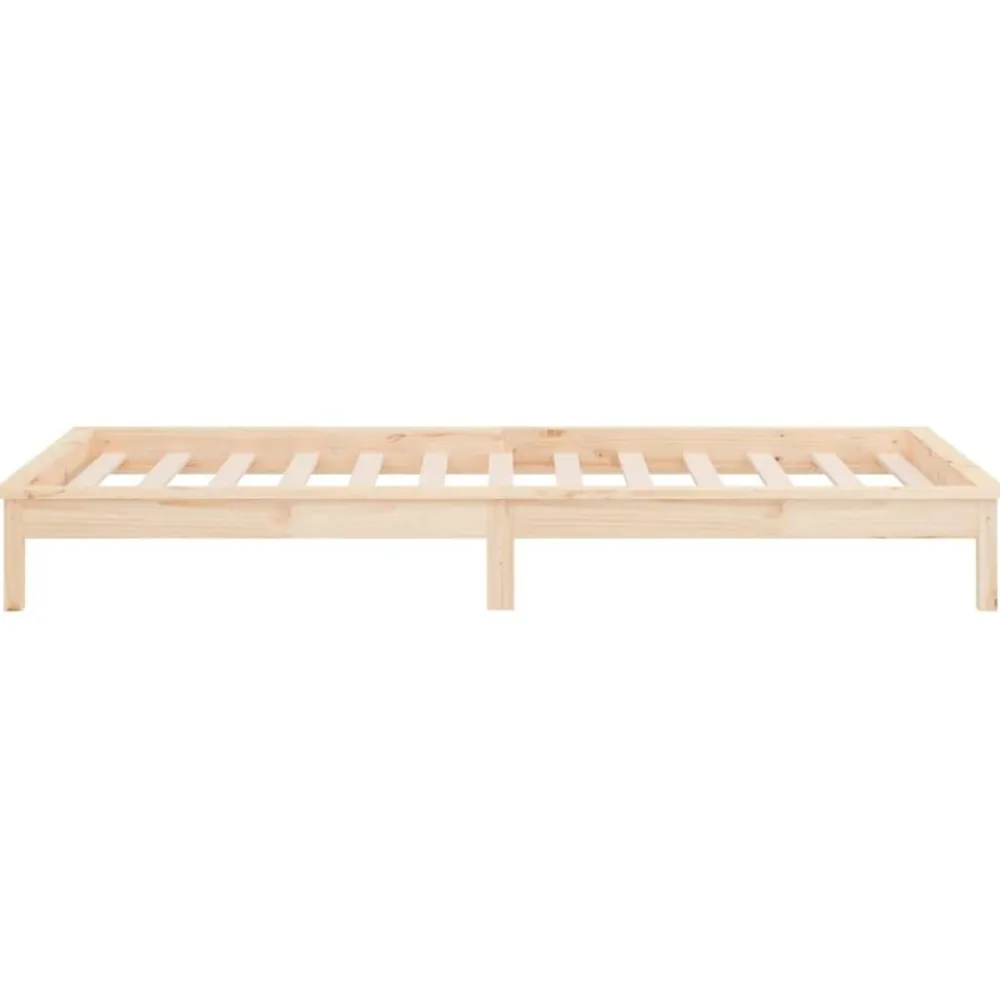 vidaXL Camas Y Accesorios-Estructura de cama LED sin colchón madera maciza 90x200 cm