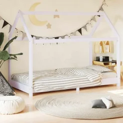 Niños vidaXL Mobiliario Para Bebés Y Niños Pequeños-Estructura de cama infantil madera maciza pino 70x140 cm