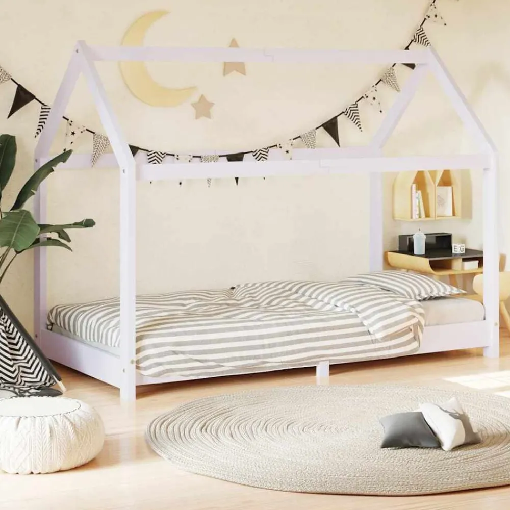 Niños vidaXL Mobiliario Para Bebés Y Niños Pequeños-Estructura de cama infantil madera maciza pino 70x140 cm