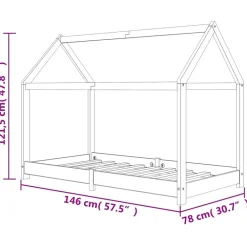 Niños vidaXL Mobiliario Para Bebés Y Niños Pequeños-Estructura de cama infantil madera maciza pino 70x140 cm