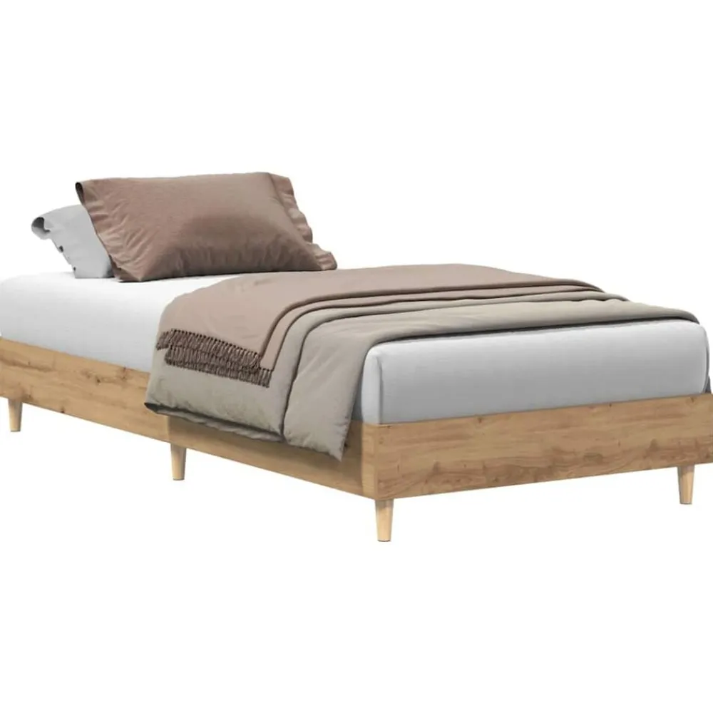 vidaXL Camas Y Accesorios-Estructura de cama sin colchón roble artesanal 100x200 cm