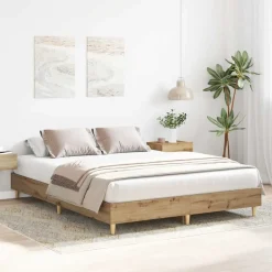 vidaXL Camas Y Accesorios-Estructura de cama sin colchón roble artesanal 100x200 cm