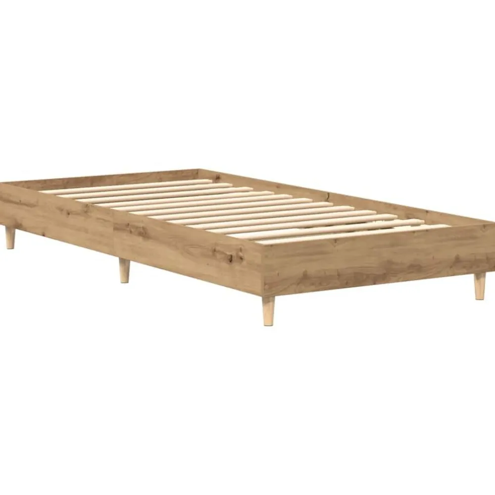 vidaXL Camas Y Accesorios-Estructura de cama sin colchón roble artesanal 100x200 cm