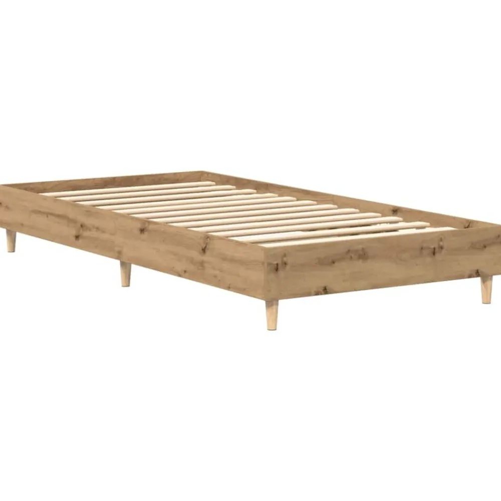 vidaXL Camas Y Accesorios-Estructura de cama sin colchón roble artesanal 100x200 cm